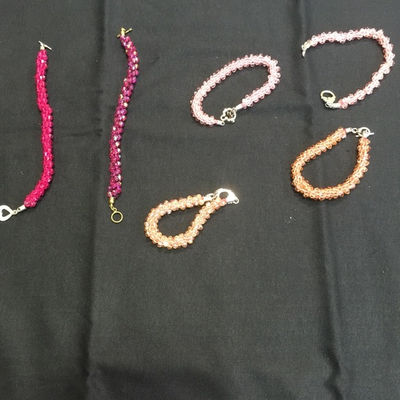 Pink Austrian Crystal Hand Woven Bracelets - Picture 2 of 3