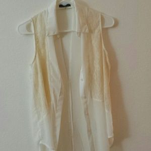 Sheer Cream tank top lace