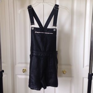 BDG Black Pleather Overalls