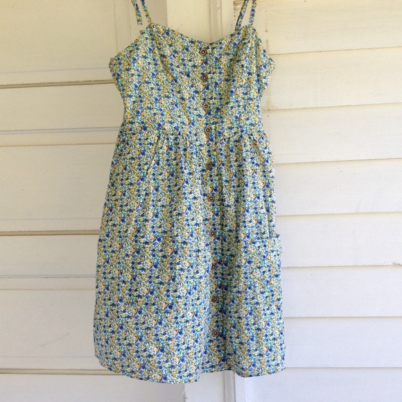 Yellow and blue floral summer dress - Picture 1 of 2