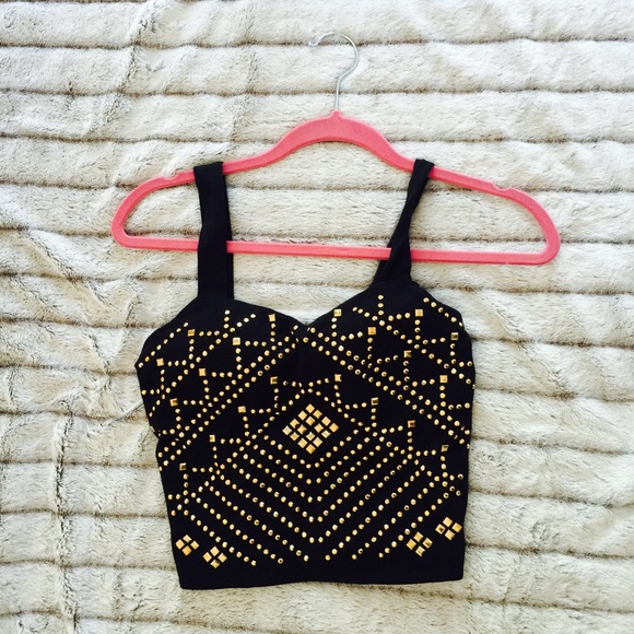 Gold Black Crop Top