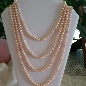 NWOT 85" genuine pink freshwater pearls necklace