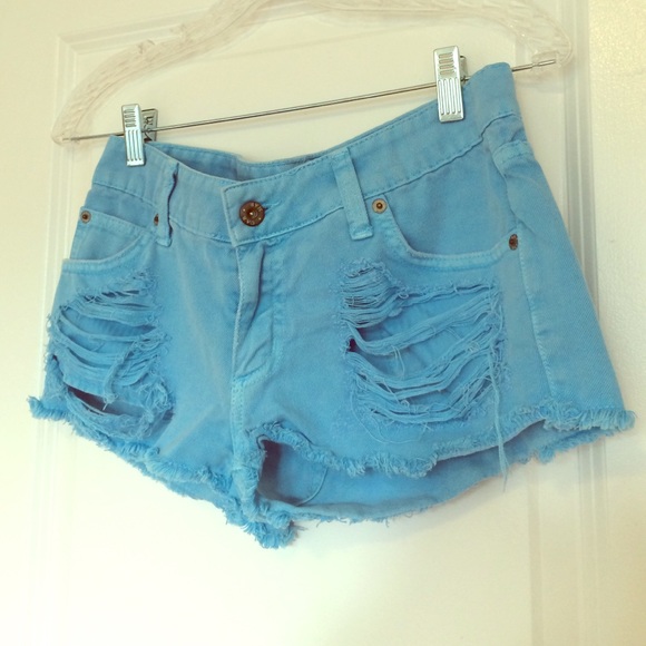Turquoise cut off shorts