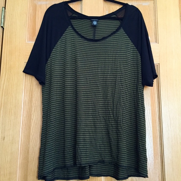 NWOT Army Green Striped Baseball Tee plus size