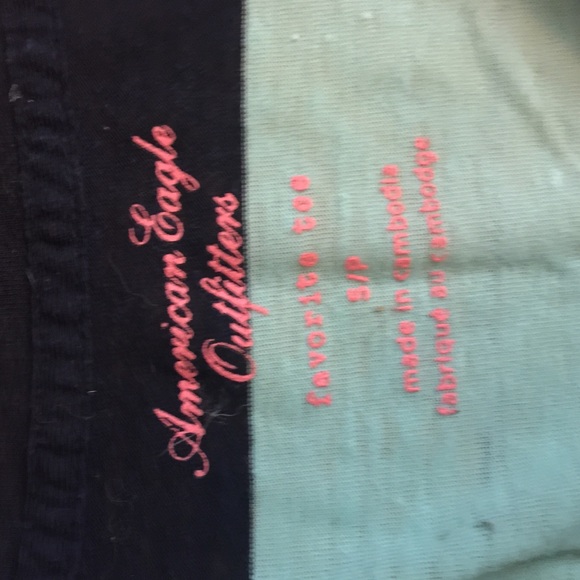 American Eagle green and blue striped v-neck - Picture 3 of 3