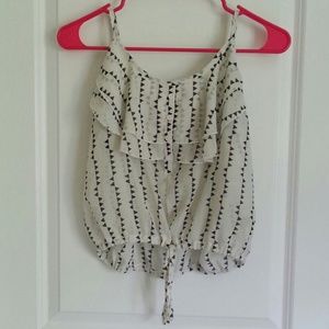 White, Black Crop Top / Tank Top