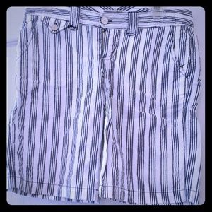 Joie white and blue stripped burmuda shorts.