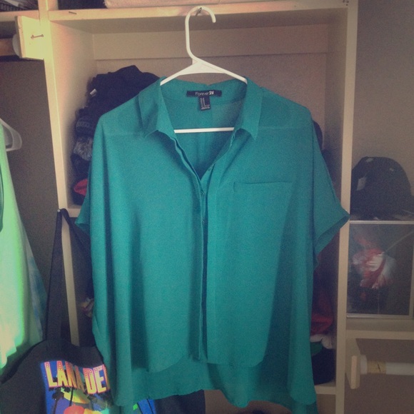 forever 21 flowy top in turquoise
