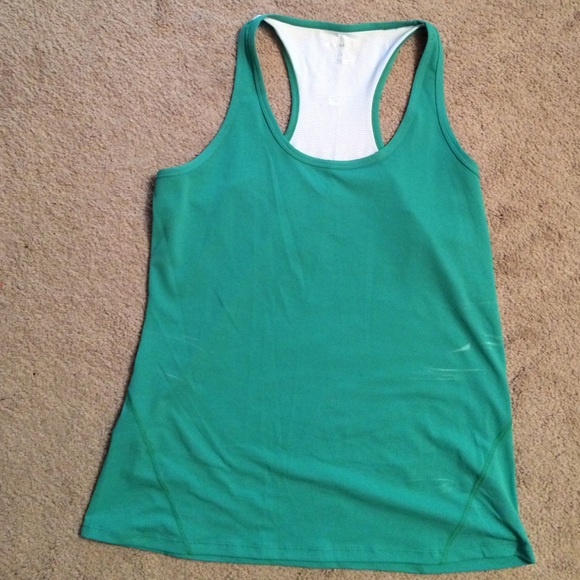 Green and White workout tank