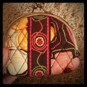 Pink and brown Vera Bradley coin purse