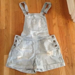Denim overall shorts. NWOT!