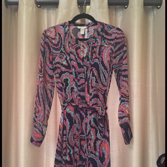 Banana Republic Outlet Navy Blue & Paisley Dress