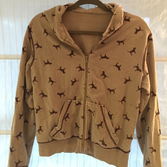 Pink light brown sweatshirt with dog print (M)