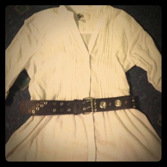Long Sleeve White Shirt (thin layered) with Belt