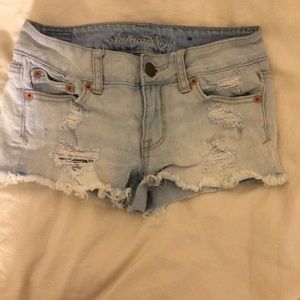 American Eagle Light Wash Distressed Shorts