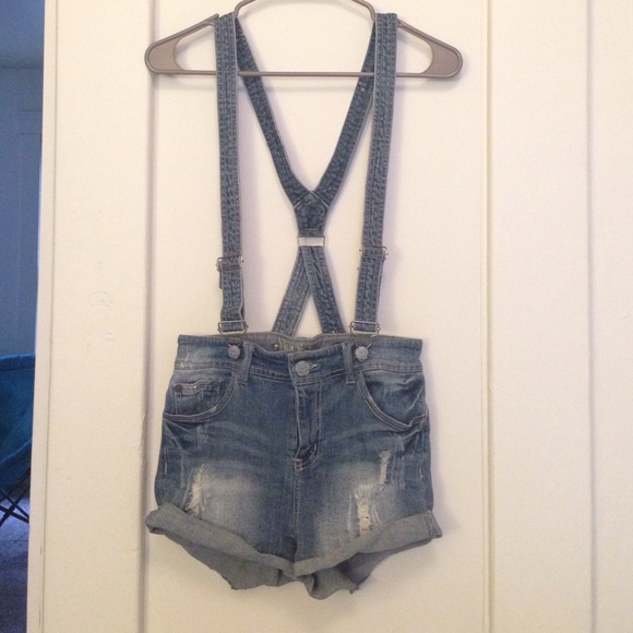 High-Waisted Jean Shorts w/ Removable Suspenders