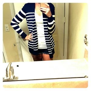 Navy and white cardigan