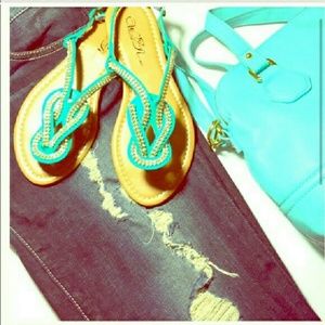 NWT/NIB Turquoise Strap Sandals