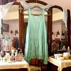 Free People viola & lace trapeze slip (Spearmint)