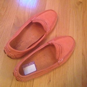 Peach suede  loafers, excellent condition .