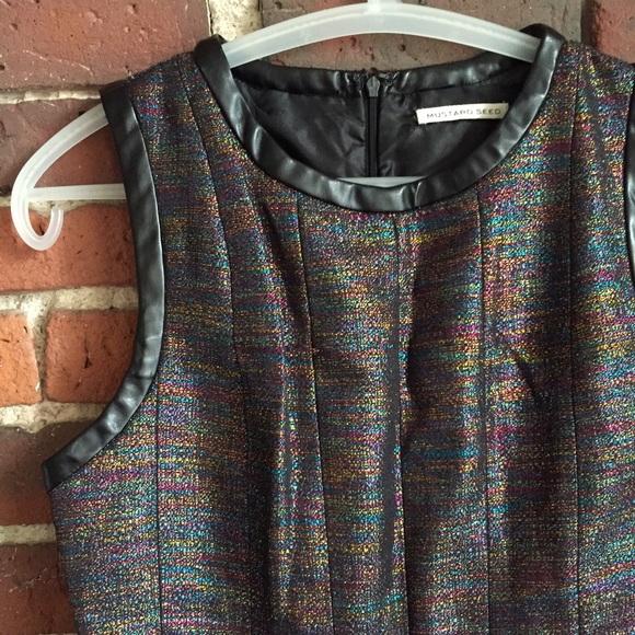 ❌SOLD❌HOSTPICK! Mustard Seed Leather Trim Dress! - Picture 2 of 4