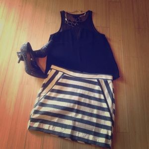 Grey and white stripes skirt from Gap