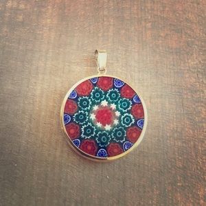 14K Millefiori Murano Glass Pendant Italy