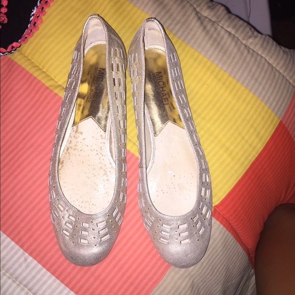 Gold MK Ballet Flats