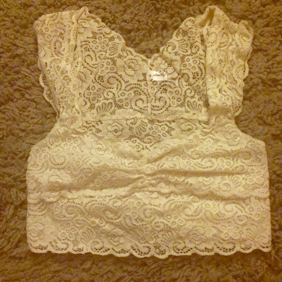 Free People Intimately Ivory Lace Crop Top