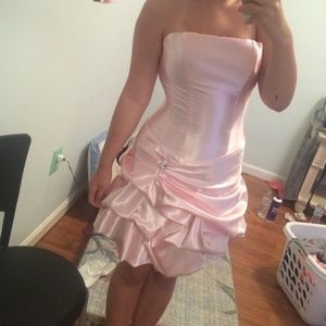 strapless pink dress