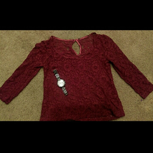 Burgundy Lace Blouse