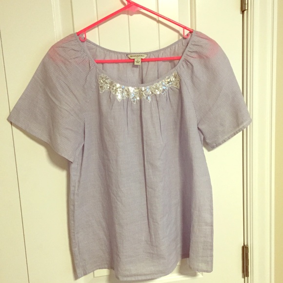 Banana Republic Tops - Light Blue Striped Tunic w/floral detail