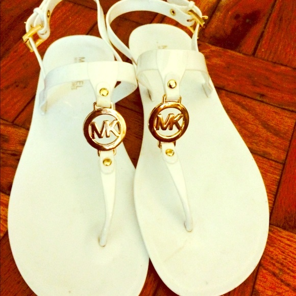 White thong MK sandals
