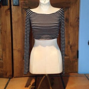 Striped long sleeve crop top