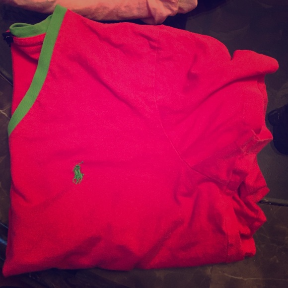 Pink & green Ralph Lauren v neck t shirt