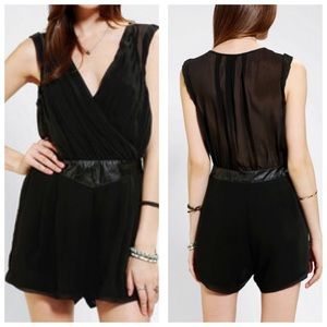 Silence + noise UO chiffon leather romper - Sz 2/S