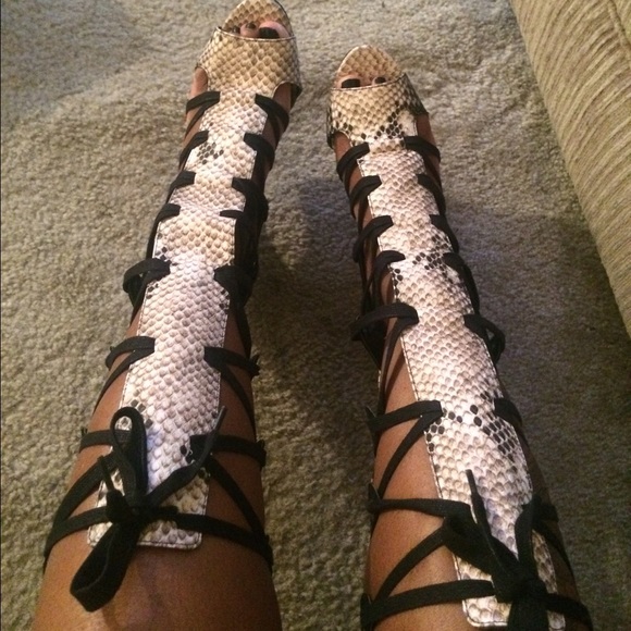 Paper Fox Snake Skin Lace up heels
