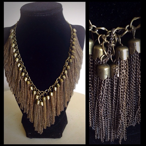 Vintage Accessories - Vintage Brass Tone Tassel Choker