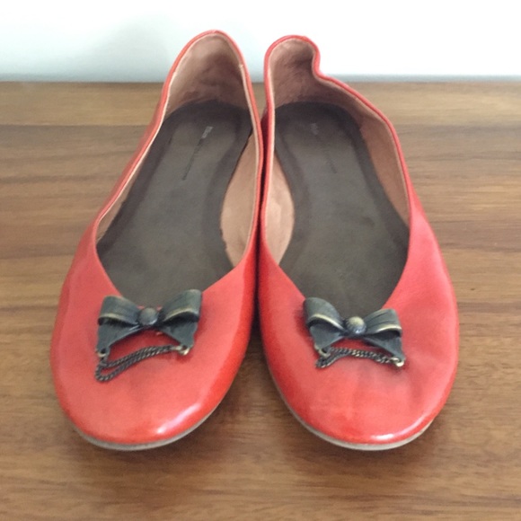 Anthropologie red ballet flats