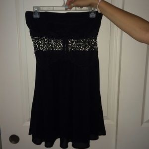 Black Strapless Lace Dress