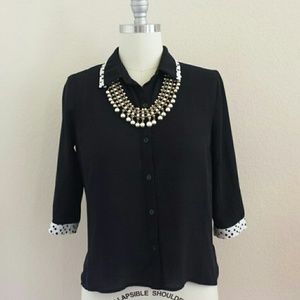 Lightweight black button-down blouse