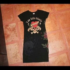 Short sexy ed hardy t-shirt dress