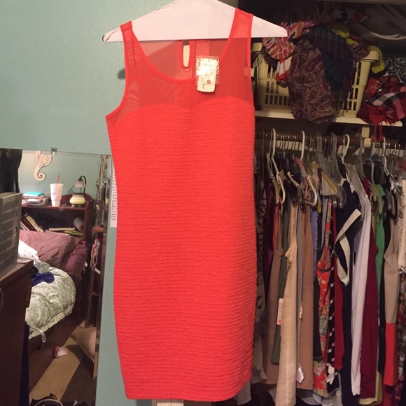 Bright coral party dress