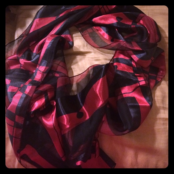 Cute Sheer Black and Red Scarf