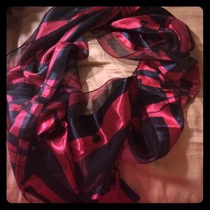Cute Sheer Black and Red Scarf