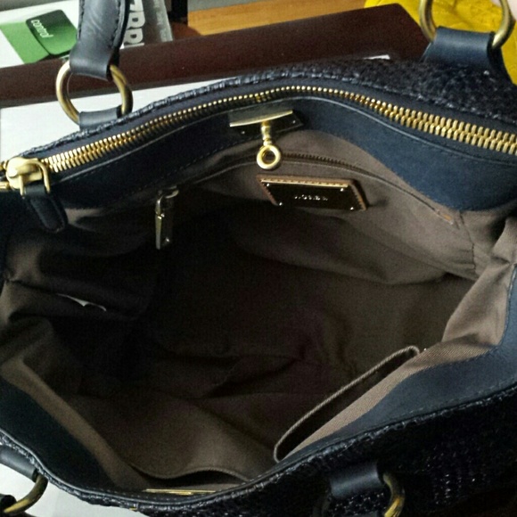 SOLD!! J.Crew Brompton straw mini-hobo in navy - Picture 3 of 4