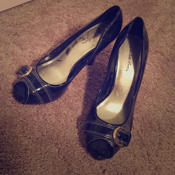 Black peep toe heels