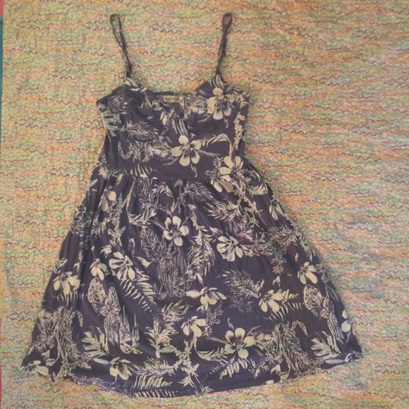 Blue Hawaiian Print Dress - Picture 1 of 2
