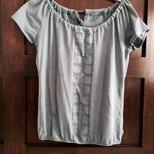 Prana Organic Cotton Top With Floral Lace