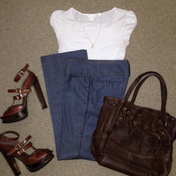 Dolce & Gabanna Leather Trimmed Jeans - Picture 1 of 4